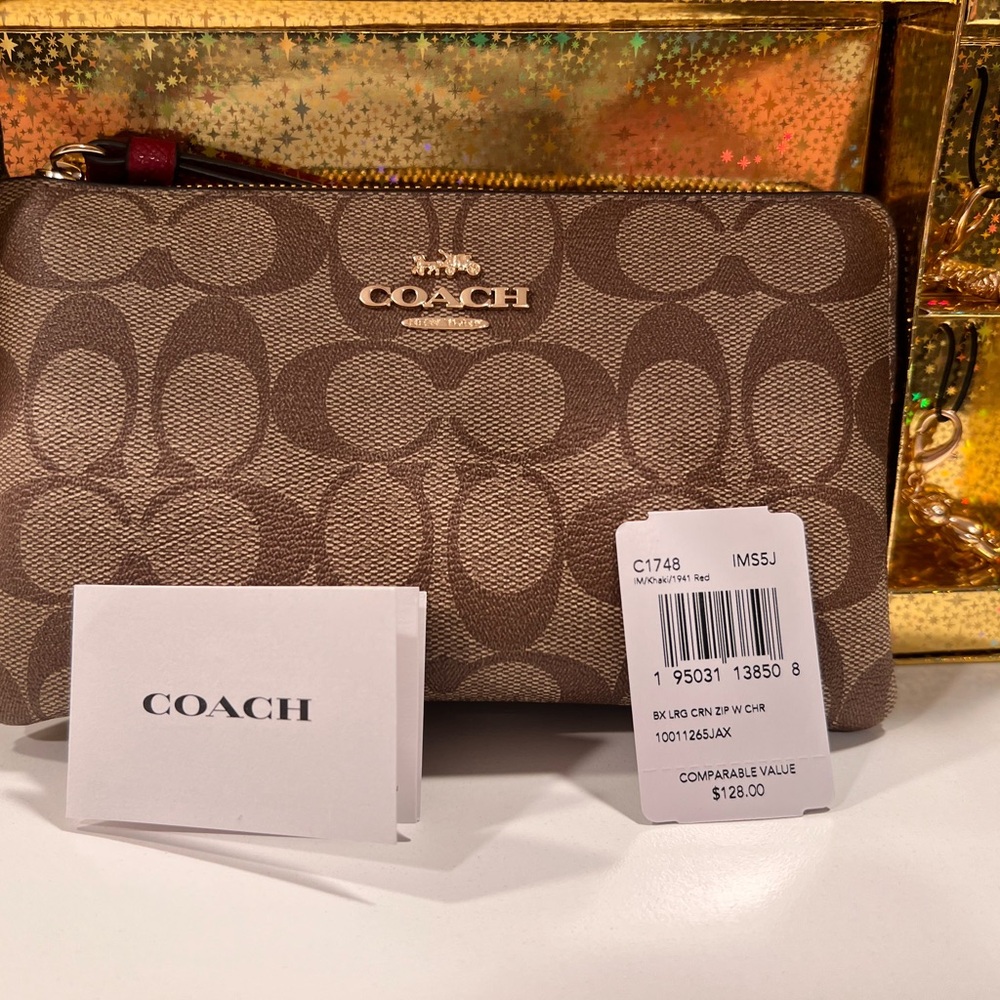 Coach Tan Signature Zip Wallet